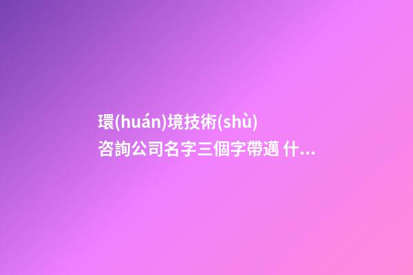 環(huán)境技術(shù)咨詢公司名字三個字帶邁 什么名字高分-第1張-公司起名-玄機(jī)派
